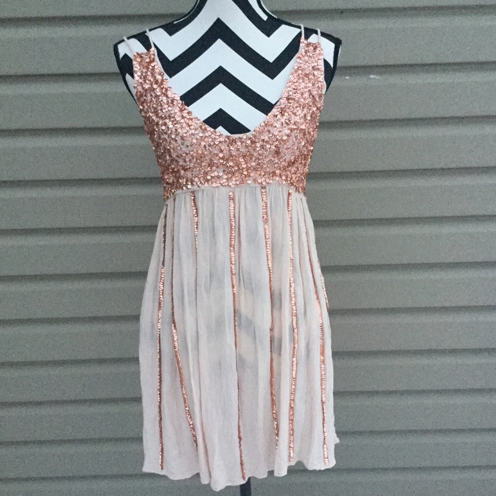 NWT Free People Glitter Girl Neutral Slip Dress - Picture 3 of 8